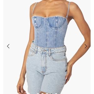 NWT WeWoreWhat Denim Underwire Corset